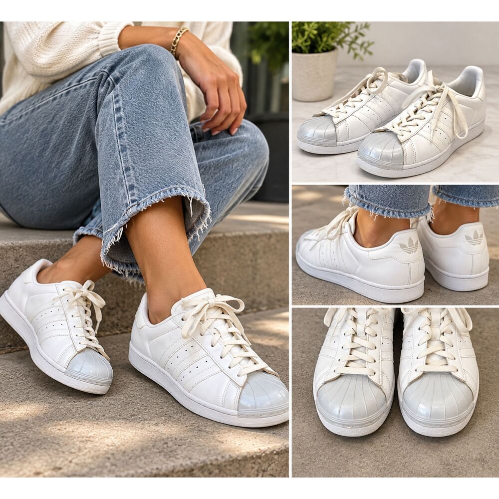 Adidas Originals Superstar Glossy Toe BB0683 White Silver Sneakers Women's Sz 9